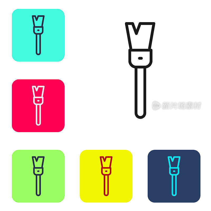 Black line Paint brush icon isolated on white background. For the artist or for archaeologists and cleaning during excavations. Set icons in color square buttons. Vector